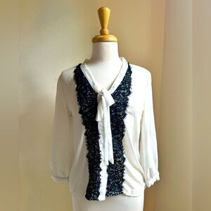 My Michelle lace detailed blouse with tie